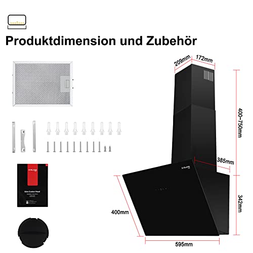 Gasland-Chef-AR60BS-Campana-Extractora-Decorativa-60cm-Campana-Extractora-de-Pare-Cocina-Inclinada-600-mh-3-Velocidades-de-Exrtaccion-Tacto-del-Sensor-Negra
