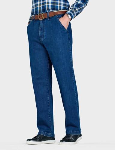 Chums Men's HIGH-Rise Denim Straight Leg Jeans - Elasticated Stretchy Cotton Blue2