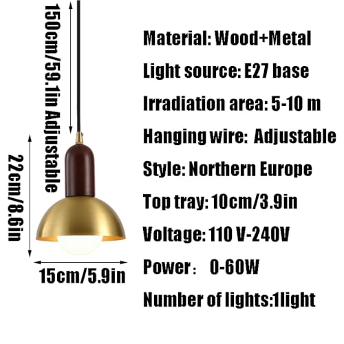 Suspension bois E27 éclairage rétro pour salon et bar - 6