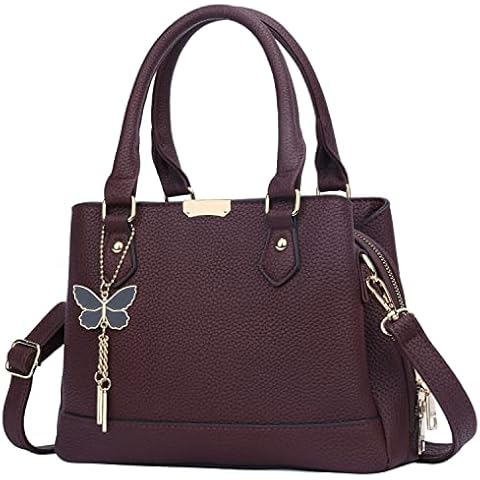 KKXIU Purses and Handbags for Women Top Handle Satchel Shoulder Ladies Crossbody Bags, E-burgundy Cover