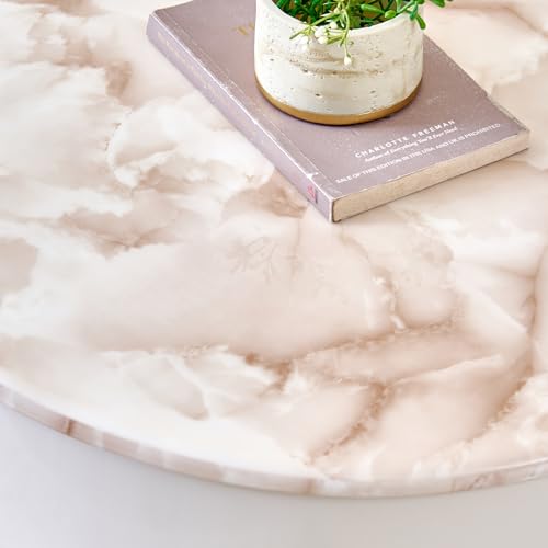 Image of Home Centre | Alchemy | Center Table for Living Room | Faux Marble Top | Cream | 1 Year Warranty