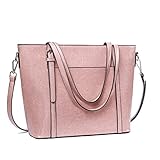 Hochwertiges Material： Aus hochwertiges Ölwachs PU Leder und weich Polyesterfutter mit strapazierfähiger Hardware, durch fünf Metallnieten vor Abrieb geschützt und den Beutel für sich stehen lassen. Diese klassische Handtasche passt leicht zu den Outfits und eignet sich hervorragend für ungezwungene oder offizielle Anlässe.