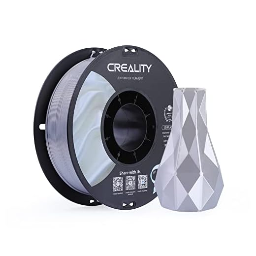 Creality Silk PLA 3D Printer Filament, Metallic Silver PLA Filament 1.75mm, High Glossy and Smooth Silk Texture, Metal Filament +/-0.02mm Precision, 3D Printing Filament 1KG/2.2lb, (Silver)