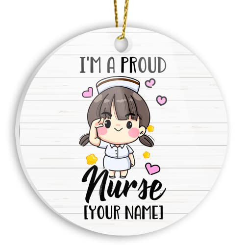 Personalized Ornament, Custom Name I Am A Proud Nurse Ornament, Customized Ornament for Women, Girl, - //medicalbooks.filipinodoctors.org