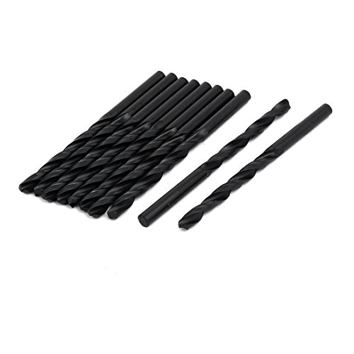 Aexit 5.1mm Dia Tool holder 85mm Long HSS Spiral Flute Straight drill hole Twist Drill Bit Black 10pcs Model:95as413qo214