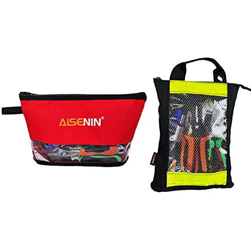 AISENIN Kleine Werkzeugtasche, Mehrzweck-Reißverschlusstasche, Werkzeugtasche für Werkzeug-Organizer, 2 Stück (rot + reflektierend) Cover