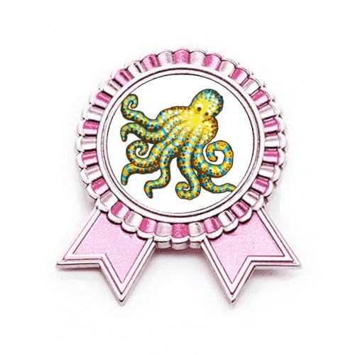 Broche pieuvre rose en métal M | Look mignon dessin animé quotidien