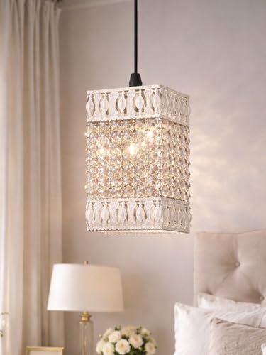 Image of Lotus Crystal Pendant Light Modern Ceiling Fixture, Stylish Home Decor, Warm White, Living Room, Bedroom, Contemporary Design, Decorative Crystal Chandelier (Regal Crystal Tower White)