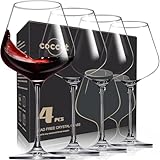 coccot Red Wine Glasses Set of 4, Hand Blown Italian Style Crystal Burgundy Wine Glasses, Lead-Free Premium Clear Glass [23 oz/650ml，4 Pack ]