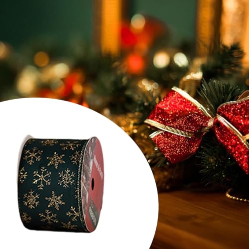 Deevoka Fita de Natal para Decoração e Artesanato 9,1M Fitas com Arame para Laços e Projetos, Green