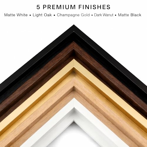 Image of Premium Canvas Floating Frame - 1.25 inch Gallery Depth Floater Frame with Faux Wood Grain PS Finish, Handcrafted in USA for Wall Art (White 8x10)