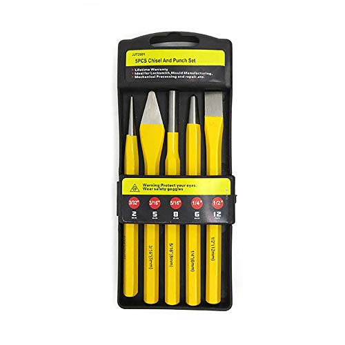 5pcs Industrial Mechanics Punch and Chisel Set Pin Tapered Center Cold Roll Gauge Center Punches Chisel Gauge Chisel Gauge