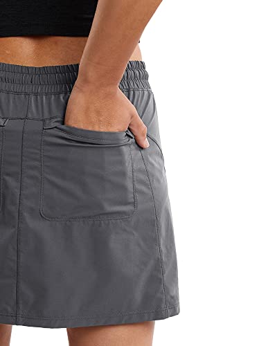 Aurgelmir Women Casual Hiking Outdoor Golf Skirts Stretch Running Quick Dry Athletic Skirts With Pockets Grey #TOP3