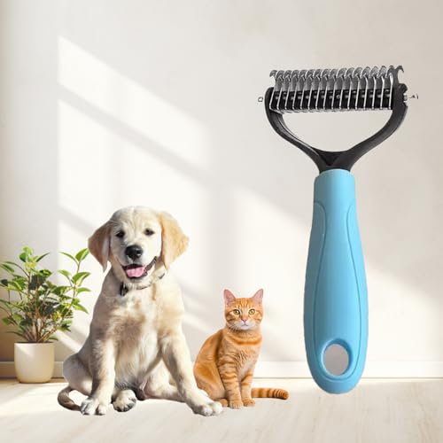 Peine para Perro y Gatos Rastrillo Quita Nudos,Peine Pelo Muerto,Desenreda los Nudos para Perro y Gatos,Azul