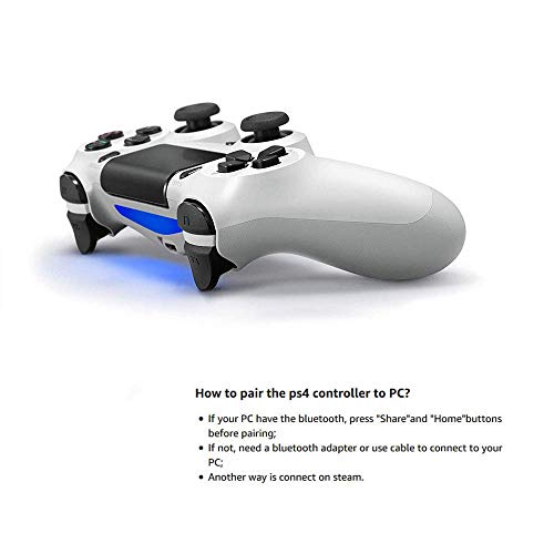 PS4 Controller, Wireless Gamepad for Playstation 4/Pro/Slim/PC(7/8/8.1/10) with Motion Motors and Audio Function Mini LED Indicator USB Cable and Anti-Slip 【Upgraded Version】 White