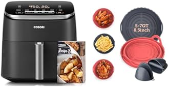 Bundle of COSORI Air Fryer 6 Qt TurboBlaze, Gray + COSORI 2Pack Foldable Air Fryer Silicone Liners with Gloves, for 5-7 Qt, 8.5 Inch Reusable Foldable Basket