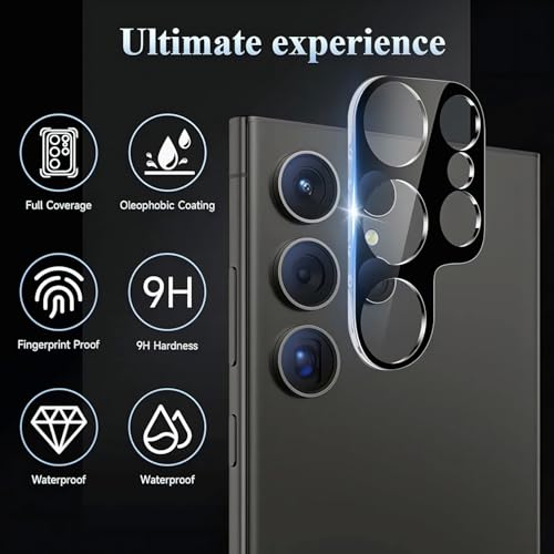 Image of HPTech Camera Lens Protector for Samsung Galaxy S24 - 9H Tempered Glass, HD Clarity, Anti-Scratch, Ultra Clear, Fingerprint Resistant, Easy Installation (Pack of 1)