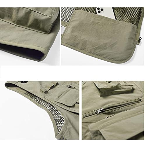 RJJ chaleco de malla para hombre con múltiples bolsillos y estructura ligera para uso exterior 3