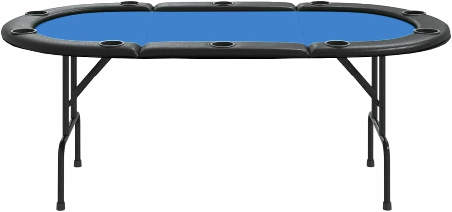 Mesa de Poker Plegable para 10 Jugadores Azul 206x106x75 cm