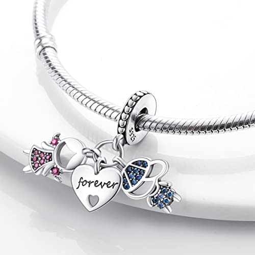 Parmuz 925 Sterling Silver Charm For Bracelet Necklace Dangle Love Mom Ocean Travel Butterfly Party Birthday Charm Beads Pendants Diy Jewelry Gift For Women Girls #TOP1