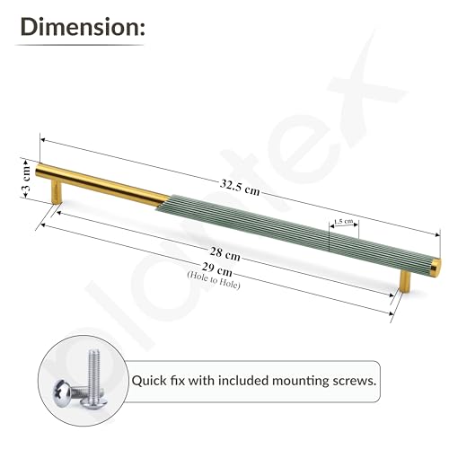 Image of Plantex Stainless Steel & Aluminium Cabinet Handle /288mm Wardrobe Door Handle /Cupboard Pull-Push Handles for Home /Office - Pack of 2 (Green & Gold)