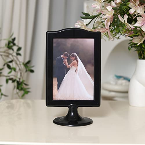 Litpoetic Double Sided Standing Picture Frames, 4X6 Plastic Picture Frame Bulk, Two Sided Black Photo Frame Picture Holder Stand For Tables, Displays -Black, 20 Pack #TOP5