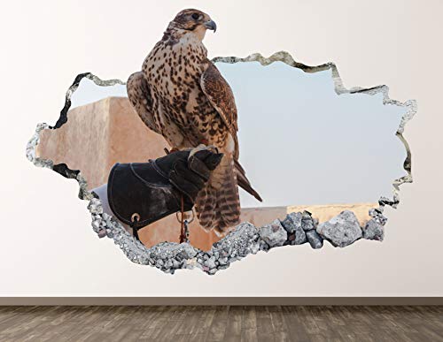 Falcon Wall Decal Art Decor 3D Smashed Bird Of Prey Sticker Poster Kids Room Mural Custom Gift Bl1462 (22"W X 14"H) #TOP15