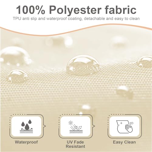 Outdoor Round daybed Cushion Cover, 66\" [23.5+21.5x2] Weatherproof, Please Compare The Parameter Measurements in Figure 2 Before Purchasing, [Filling Foam and Pillow Not Included] - Thumbnail 3