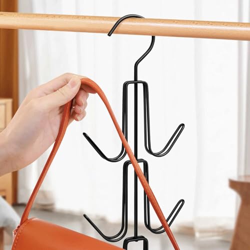 Greyoe Krawattenhalter, Gürtelhalter Kleiderschrank, Schalbügel, Hanging Bag Rack Multifunktionale Gürtel Krawatte Sling Hook Organizer für Krawatten, Schals, Tücher, Taschen, Schwarz