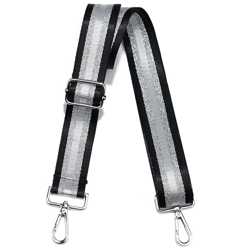 Image of LVYOUME Purse Strap Silver Hardware Wide Bag Straps Replacement Crossbody Adjustable Shoulder Strap for Purses
