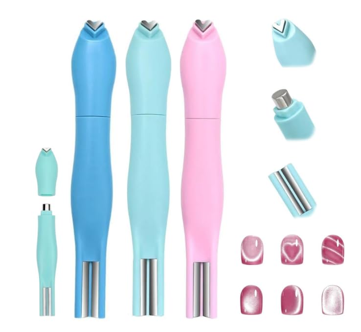 NPAH 3-in-1 Cat Eye Nail Art Magnet Pen | Heart, Round & Strip Design | Magnetic Tool for Cat Eye Gel Polish | Nail Art Magnet Stick for Salon & DIY Use (multi coolour)-image-10