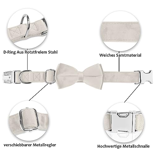 KTWSUEF Hundehalsband Samtiges, mit Abnehmbarer Hunde Fliege, Komfortable Verstellbares Samtige Halsband Hund, Geeignet für Hunde Kleine Mittel große Hunde, Für Hochzeiten, Geburtstage, Partys usw