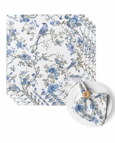 Servilletas de Tela Con Estampado Floral Azul Juego x4 miniatura 1