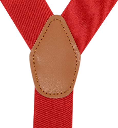 Timiot Men’s Y-Back 4 Metal Clip Elastic Wide Suspenders Perfect For Both Casual&Formal (Red) #TOP1