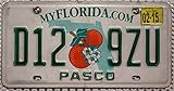 US-Staat: Florida USA_Auswahl_von_Fahrzeugschildern USA Nummernschild Florida com // Autokennzeichen US License Plate // Metallschild Motiv: APFELSINEN am Zweig