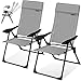 KESSER® 2er Set Gartenstuhl Hochlehner Alu Klappstuhl 7-Fach Verstellbar mit Armlehnen Atmungsaktiv klappbar Campingstuhl Balkonstuhl Klappsessel Garten Terrasse, Grau