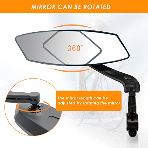 Arkham Bike Mirror For Left Handlebars, Hd Blast-Resistant Glass Bike Handlebar Rearview Mirror, 360°Rotatable Adjustable Bicycle Mirrors For 0.87"-0.98” Diameter Handlebars #TOP1