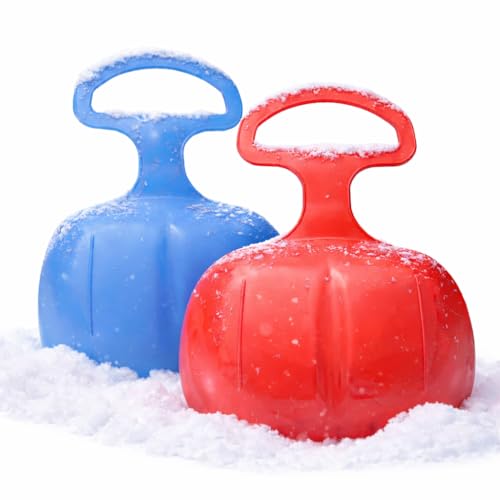 2er Bob Schlitten Set - blau & rot - zum Porutschen & Schlittenfahren für...