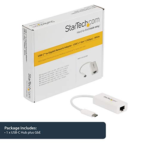 Image of StarTech USB-C to Gigabit Ethernet Adapter, RJ45 LAN Network Converter | Thunderbolt 3 / 4 Compatible, Windows & Mac, White, US1GC30W