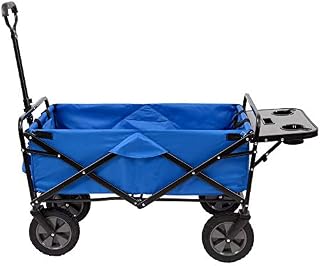 Mac Sports Collapsible Folding Outdoor Utility Wagon with Side Table - Blue