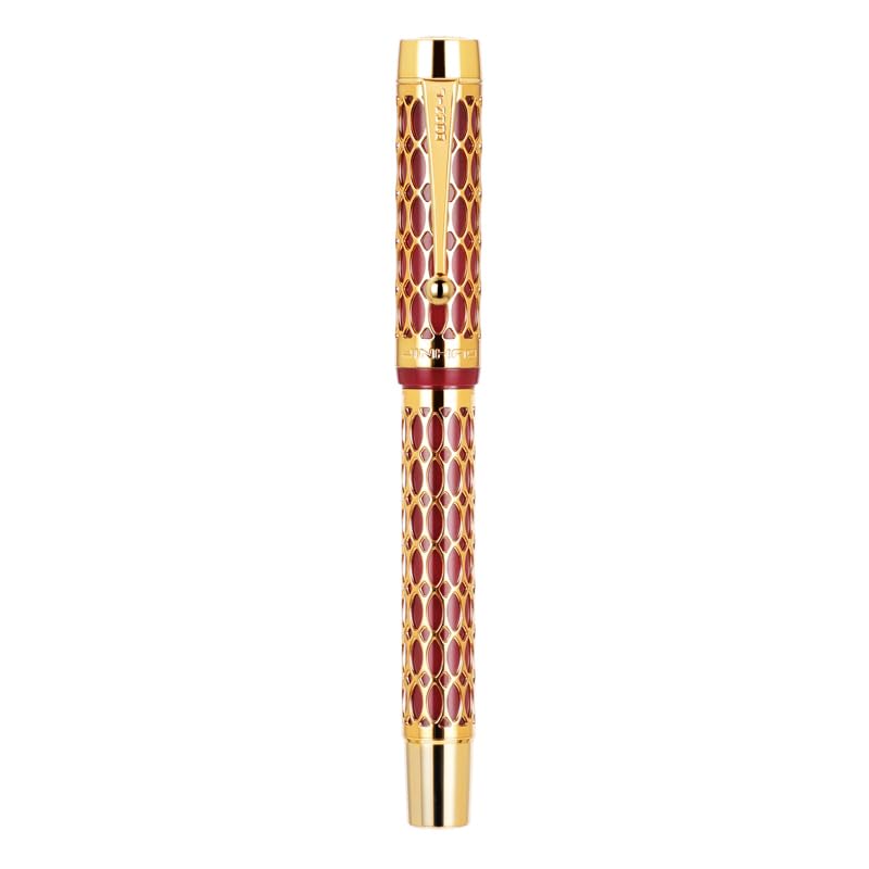 100 Centennial Stylo plume en résine creuse avec clip doré pour bureau, papeterie, fournitures scolaires (blanc, plié)