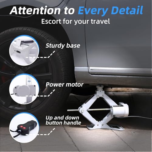 Image of STANDTALL Electric Car Jack 2T Scissor Floor Jack Set 12V Automatic Vehicle Lift Kit for Road Emergency Tire Change Car Repair Tool for Sedans and SUV