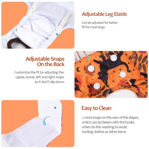 Image of CuteBone Female Dog Diapers Halloween with Skirts 3 Pack Reusable Puppy Dresses Pants for Heat Cycle Period