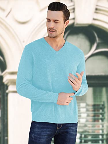Mens Casual Slim Fit V Neck Sweater Ribbed Knit Long Sleeve Pullover Top2