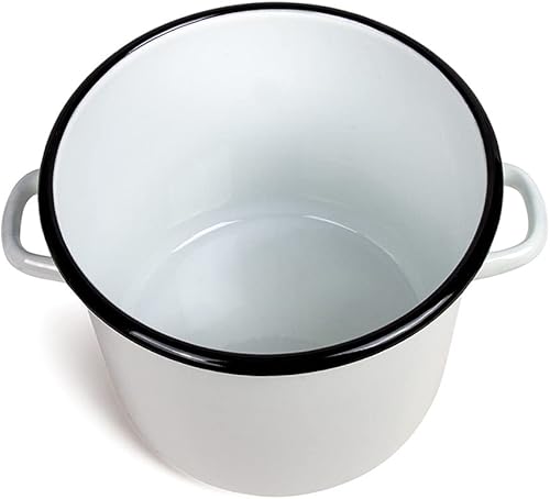 Miniatura 5 de Olla de acero esmaltado Olla de esmalte blanca Olla de cocina Olla de cocina (9L)