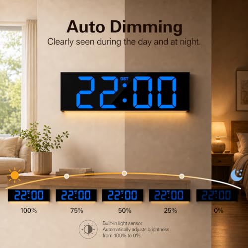 Image of JALL 22 inch Extra Large Digital Wall Clock, Giant LED Display with Remote Control, Digital Clock with Jumbo Numbers, Countdown Timer for Gym, Office, Living Room, Classroom, Home Decor, Warehouse