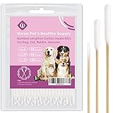 Hzran Dog Ear Wax Cleaner, Premium Cotton Swabs Kit for Puppy, Bamboo Cotton Buds Apply Medicine, Cl