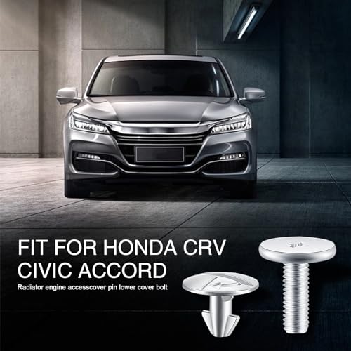 Image of 8 PCS Car Engine Cover Bolt Hardwares, Metal Vehicle Radiator Screw Replacements, 90674-TY2-A01 Automotive Splash Guard Fastening Accessories Compatible with Honda Accord Civic CRV (Silver)