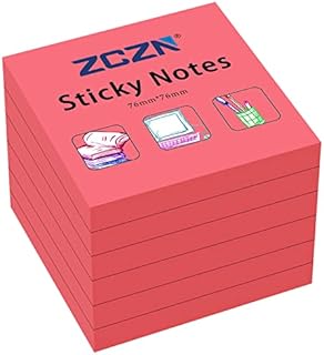 ZCZN Sticky Notes 76 x 76 mm, 6 Pads, 80 Sheets/Pad, White