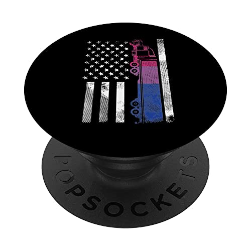 Bisexual Truck Bi Pride LGBTQ Driver pour homme avec drapeau américain PopSockets PopGrip Interchangeable